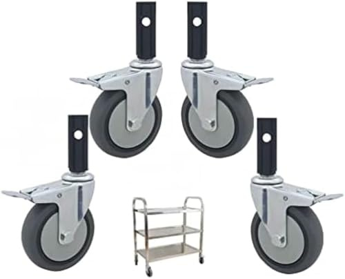 Svängbara låshjul med hylsa,universella 4-pack,halkfria hjul för köksvagnar,108 mm reservhjul för servicevagnar,kraftiga rullande hjul