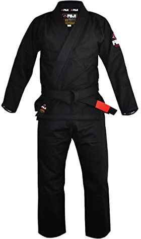 FUJI Summerweight BJJ Uniform, Lightweight BJJ Gi with Bungee Drawstrings, Black, A4
