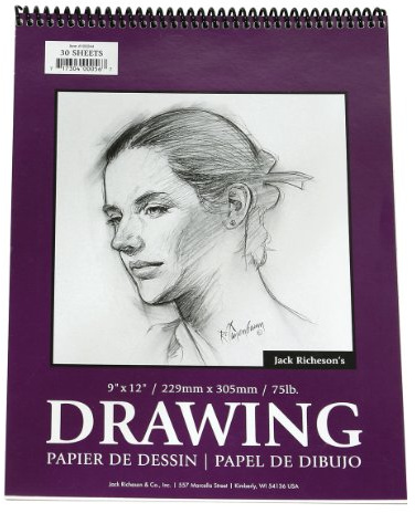 Jack Richeson 9-Inch-by-12-Inch Drawing Paper Pad, 30-Sheet Spiral