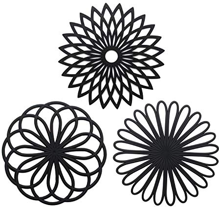 Silikon Multi Blume Topfuntersetzer (3 Stück) Premium Qualität Isolierter flexibel robust rutschfeste Hot Pads und Untersetzer Cup