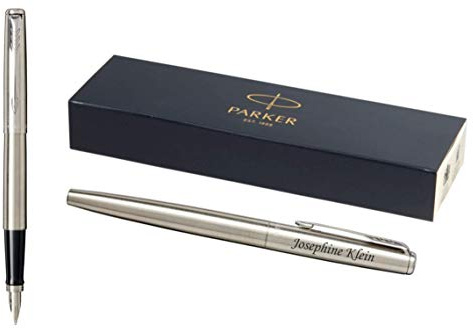 Parker Jotter Füller | Edelstahlschaft mit Chromzierteilen | Füllfederhalter Mittlere Spitze | Geschenkbox 2030946 (Stainless Steel, Chrome Trim)