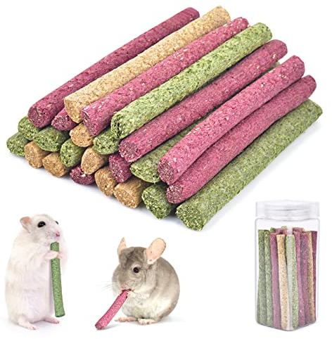 Timothy Heu Sticks,ERKOON 25Stück Hamster Spielzeug,Kaninchen Kleintiere Kauspielzeug für Meerschweinchen, Hamster, Chinchilla, Häschen Leckerli