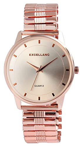 Excellanc Herren-Uhr Edelstahl Zugband Analog Quarz 2700027 (roségoldfarbig)