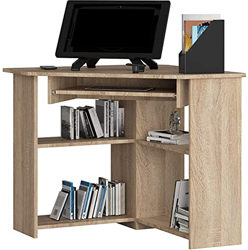 AKORD Schreibtisch L Form | ecktisch | Eck Schreibtisch für Home Office | Einfache Montage | 80x74x80 cm | Elegantes funktionales Design | 16 mm laminierte Platte | Farbe Eiche Sonoma OakSonoma