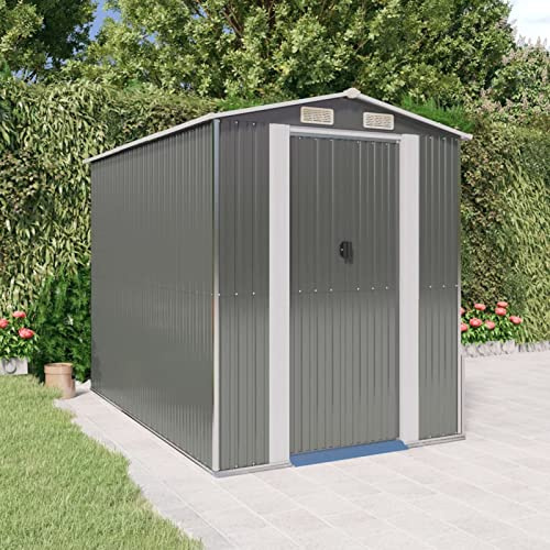 Tidyard Capanno da Giardino in Metallo, Casetta Esterna Acciaio, Grigio Chiaro, 192x274x223 cm