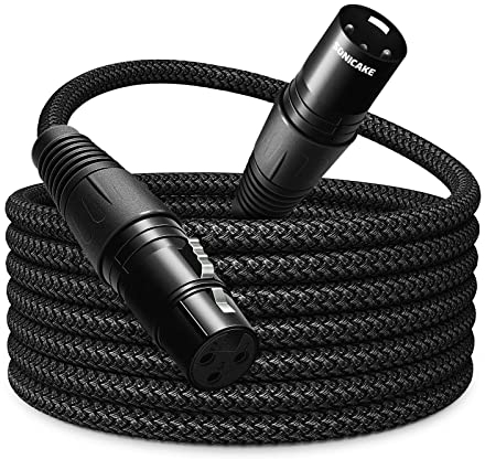 SONICAKE XLR Mikrofonkabel Stecker auf Busche 3-polig Nylon geflochten XLR Kabel Schwarz (3M)