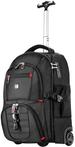 star cloud 21x14x9 Rolling Backpack with Wheels - Water-Resistant, 17.3 Laptop Compartment, Ideal Carry-On for Overnight Travel, College, Work - Wheeled Business Backpack for Adults