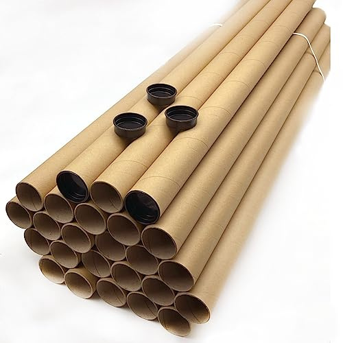 PATRONESMUJER 25 TUBOS DE CARTÓN RECICLADO PARA ENVÍO CON TAPAS DE PLASTICO. (95CM X 45MM)