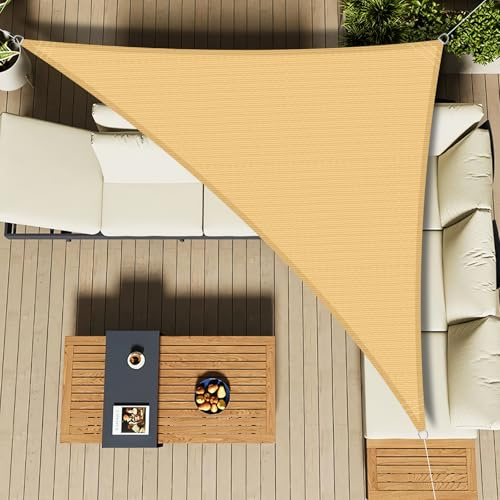 LOVE STORY Toldo Vela de Sombra 3x3x4.25m Triangular Arena,Toldo de Tela Sombra Curvada,Transpirable Permeable (HDPE) con Protección 95% UV para Patio Exterior, Porche, Jardín