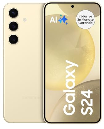 Samsung Galaxy S24 AI Smartphone, Android-Handy ohne Vertrag, 8 GB RAM, 128 GB Speicher, 50-MP-Kamera, Lange Akkulaufzeit, Amber Yellow, 3 Jahre Herstellergarantie