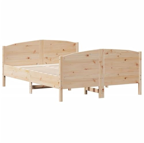 vidaXL Cadre de Lit avec Tête de Lit, Lit Double avec Sommier à Lattes, Lit Adulte, Meuble de Chambre à Coucher, 160x200 cm Bois de Pin Massif