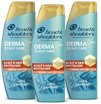 Head & Shoulders Anti-dandruff Shampoo, DermaXPRO | Helps Support Hair Growth | Vitamin E, Niacinamide & Active Aloe | Revitalises Scalp | For Dry Scalp and Thinning Hair | 300ml (Pack of 3)