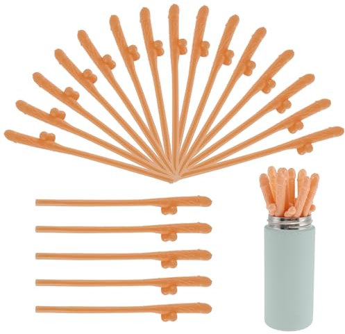 20 cannucce in paglia per feste di addio al nubilato, in plastica, gallina, feste, paglia (colore carne)