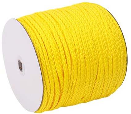 IHDYPPEW Polypropylene Rope - 1/4 Inch Yellow Nylon Rope, 500 Feet Long - Ideal for Tarps, Tie-Downs, Home Improvement & Hardware Needs