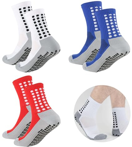 EUYKQNOI 3 Paires Chaussette de Football Antidérapante,39-45 Athlétisme Chaussettes Epaisse Respirant Sport élastiques Homme Femme Chaussette Socquettes Grip Sock Football pour Basket Trekking Cyclism