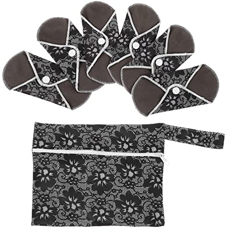 BESTYASH Lot De 6 Serviettes Hygiéniques Lavables En Tissu Serviettes Hygiéniques Portables Réutilisables En Tissu Deux Couches De