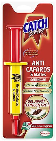 Catch Expert Cafards Blattes – Seringue (10g) – Anti-Cafards & Blattes – Gel Appât idéal recoins difficiles