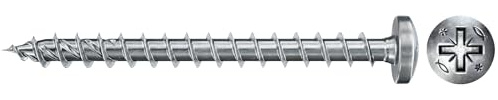fischer PowerFast II PZF 4,0 x 30, spånskivskruv (200 st.) med full gänga, Pan Head med korsslits, skruv för träbearbetning, minskar inskruvningsmotstånd och skruvtid