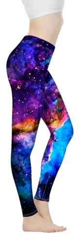 NDISTIN Women's Yoga Pants High-Waisted Tummy Control Leggings Universe Blue Galaxy Pattern for Gym,Running,Athletic Wear Stretchy Pants