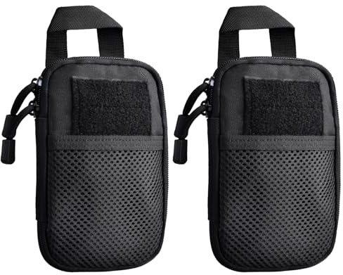 Azarxis Blosa Táctica Bolsa de Primeros Auxilios Molle Herramientas de Utilidad Equipo Multiuso Táctil Organnizador Cinturón Militar para Senderismo Deporte al Aire Libre (02 - Negro (2 pcs))