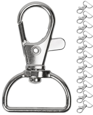 Nyckelring krokar 12 pack, 20 mm bredd, med 360 ° graders roterande ring, små karbinhakar, nyckelringar för väskor, smycken och nycklar, D-ring Svängbara spännen, Hemmaprojekt, DIY, Pyssla, Reparation