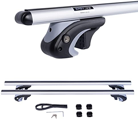 DGH SYSTEM Kompletter Aluminium-Dachträger Easy Line Basic Plus 135 cm kompatibel mit Skoda Yeti auch FL 2009-2017 mit offener Dachreling, abschließbar, Nutzlast 90 kg