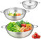 Herogo Colander Stainless Steel Set of 3, Micro-Perforations Colanders with Handle, Metal Kitchen Strainer for Draining/Straining/Cleaning Vegetable/Pasta/Rice/Fruit, 1/3/5 Quart, Dishwasher Safe