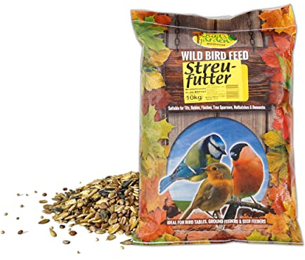 Vogelfutter 10kg – Winterfutter & Ganzjahresfutter – Wildvogelfutter Streufutter mit Sonnenblumenkernen, Getreide & Weizen – Proteinreich für Meisen, Spatzen & Rotkehlchen – Für Vogelhaus & Garten