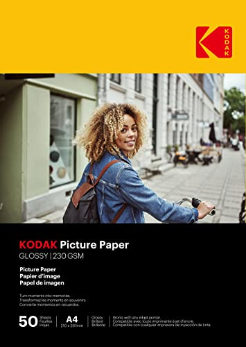 KODAK - 50 ark fotopapper 230 g/m², glänsande, A4-storlek (21 x 29,7 cm), bläckstråleutskrift - 9891267