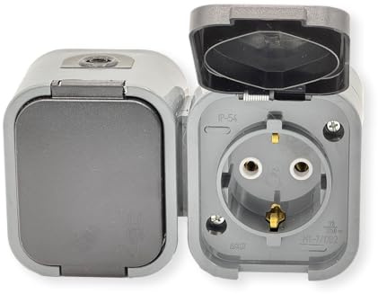 CusoTec Aufputz Feuchtraum Steckdose Schalter Kombinationen mit Deckel IP54 Robust (2-Fach Steckdose)