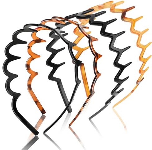 Zickzack Haarreif 4 Stück Haifischzahn Haarkamm Haarband Gewellte Kunststoff Stirnband Make Up Haarreif für Sport Fitness Tägliches für Damen Und Mädchen