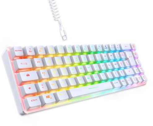 EMPIRE GAMING - K208 Clavier Gamer Filaire TKL Compact (Français AZERTY) 69 Touches RGB - Câble USB Type C détachable Plug & Play - PC/PS4/PS5/Xbox - 23 Touches Anti-Ghosting (Blanc)