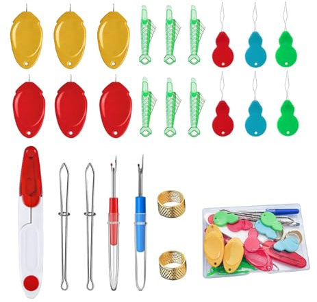 7 Stück Nadeleinfädler für Nähmaschinen,Einfädelhilfe Nähmaschine,Nadeleinfädler Set-1 Box,Einfädelhilfe für Nähnadeln,Fadeneinfädler für Nadeln,Praktisches Einfädel Werkzeug für Handnähen&Maschinen