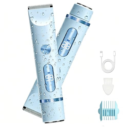 XkuiHF Afeitadora Eléctrica 2 en 1 para Muje, cortapelos corporal para mujer recortadora, Rasuradora Mujer zona Intima seco/mojado para Bikini Axilas Brazos Cara Nariz (azul)