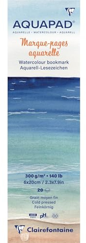 Clairefontaine 976105C 20 Marque-pages Aquapad Papier Aquarelle 6x20cm 300g