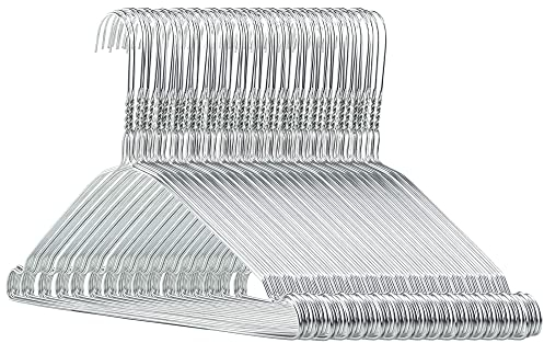 Hangerworld 100 Draht Kleiderbügel mit Einkehrbungen 40cm Silber Metall Kleiderbügel