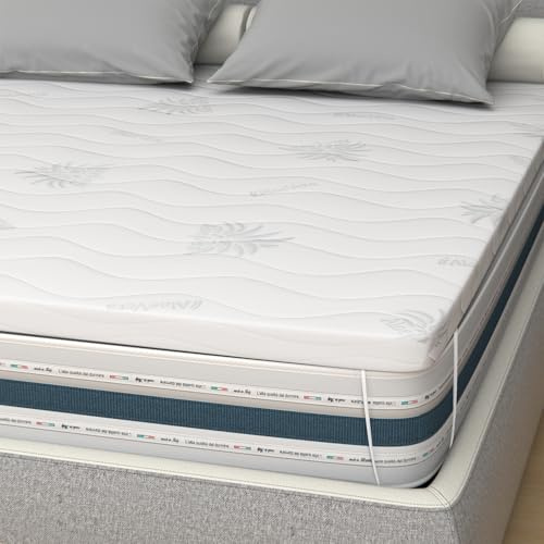 TOPPER CORRETTORE IN MEMORYFOAM PER MATERASSO SINGOLO 110x200 ALTEZZA 3 CM SFODERABILE ALOE VERA