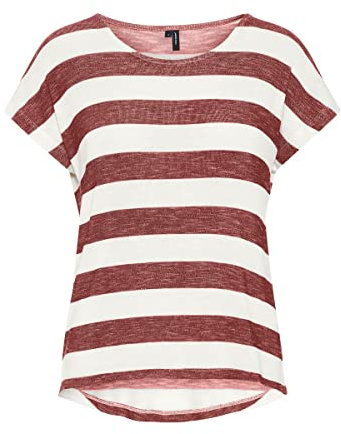 VERO MODA NOS Mujer Vmwide Stripe S/l Top Noos Camiseta Not Applicable, Rote Und Weiße Streifen, S