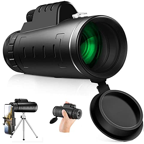 Telescopio Monoculare ad Alta Definizione 40x60 Monoculare ad Alta Potenza Con Supporto per Smartphone e Treppiede Telescopio Zoom 8X per Visione Diurna e Notturna Doppio Fuoco Prisma Birdwatching