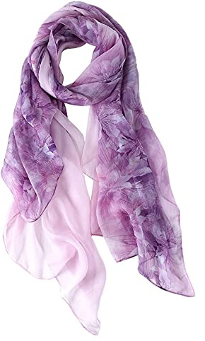 STORY OF SHANGHAI Foulard Donna Seta di 100% Seta, Stola Elegante Cerimonia Chiffon Leggera, Sciarpa Primaverile con Fantasia Colori, Adatto a molteplici occasioni