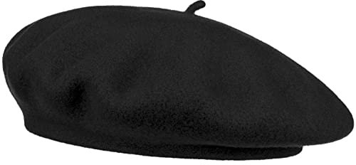 Van Der Rich ® - Baskenmütze (100% Wolle) Französisch Einfarbig - Damen (Schwarz, One Size)