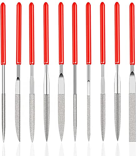 Treki Jeu de 10Pcs Mini Limes a Aiguilles en Diamantée pour Manuels Modelisme Menuiserie Polissage pour Bois Bijoux Bricolage Métal (2 mm x 100 mm)