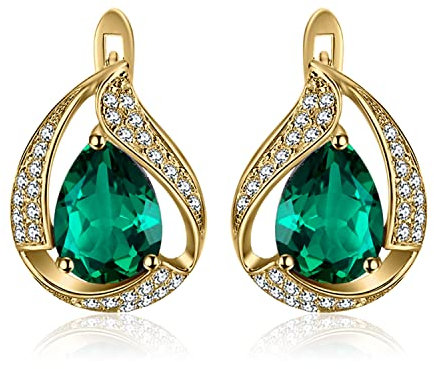 JewelryPalace 3.7 ct Luxus Grün Simulierte Nano Smaragd Ohrstecker Ohrring 925 Sterling Silber Gelb Vergoldet