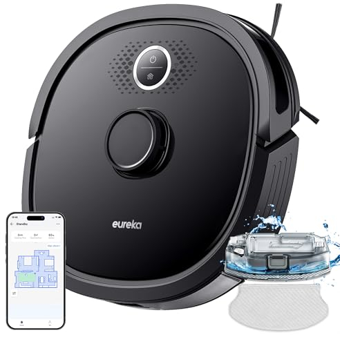 Eureka NER600 Robot Aspirador y Fregasuelos con Sistema Inteligente de Navegación LiDAR,Aspirador Robot,Autonomía 120 min,Potencia de Succión de 2000Pa,Control App,Para Pelo de Mascotas y Suelos Duros