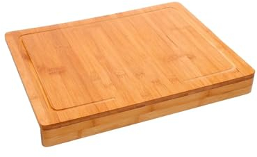 Avilia Tagliere da Cucina in Bambù con Bordo Rialzo - Ampio 45x35 cm, Ideale per Pane, Carne e Salumi, Design Elegante e Durevole