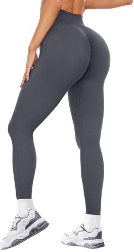HIPOWER Scrunch Butt Leggings Damen High Waist Sport Leggins Booty Push Up Hose Elastische Sportsleggings Gym Sporthose Fitness Blickdicht Yoga Lang