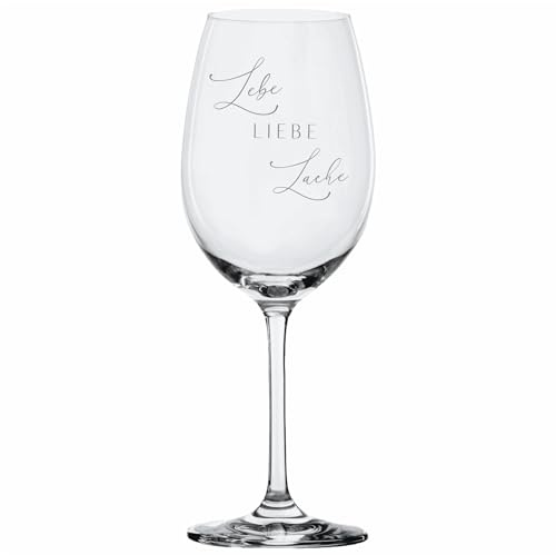 KT-Schmuckdesign Weinglas Leonardo - Lebe Liebe Lache - Geschenkidee Geschenk Rotweinglas Weißweinglas Mitbringsel Gravur