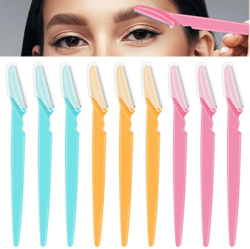 9 Stück Augenbrauen Rasierer,Gesicht Rasiermesser,Eyebrow Razor,Gesichtsrasierer Frauen,Augenbrauenrasierer,Augenbrauen Rasierer Trimmer,Wiederverwendbare Gesichtsrasierer für Männer & Frauen