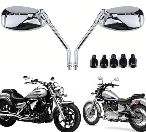 YUJYGAO Rétroviseur moto, rétroviseurs latéraux M10 M8 Compatibles avec paquet de vis pour scooter Street Bike Cruiser Chopper Bobber ATV