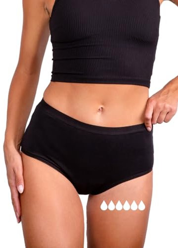 Taynie Comfort - Ropa interior de periodo ultrafuerte, sangrado intenso, ropa interior menstrual, sustituye a 6 tampones, duración de uso hasta 12 horas, lavable hasta 60 °C, Pack de 3 Negro, 38
